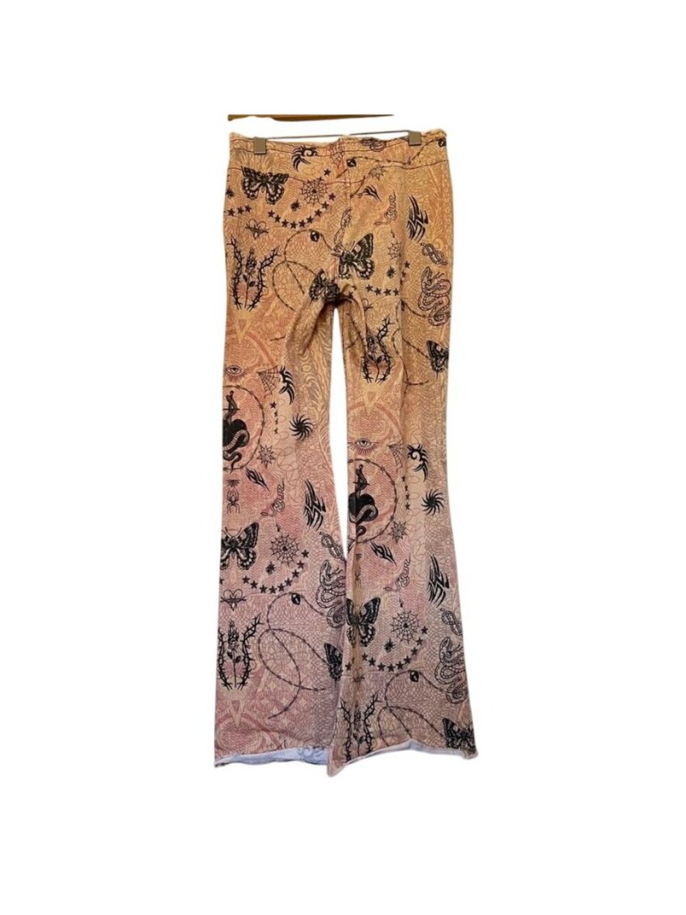 BDG Witchcore Fairy Grunge Flare Pants Women 27 Gothic Moth Skull Snake Tattoo - Picture 3 of 14
